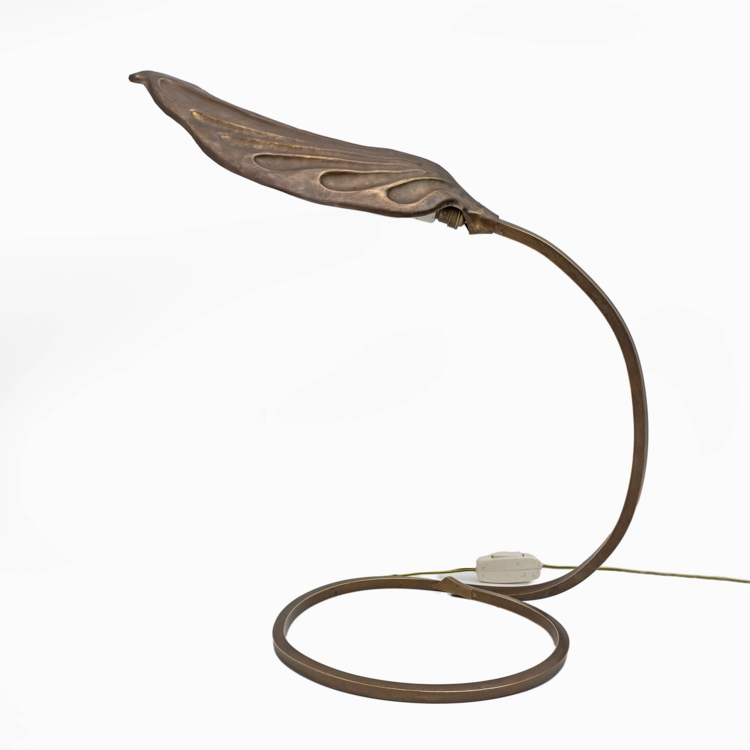 Tommaso Barbi Mid-century Modern Brass Leaf Table Lamp by Bottega Gadda,60