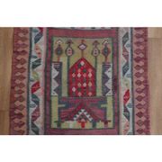 1970s Vintage Turkish Oushak Handmade Wool Cotton Pink Runner Rug 86x286