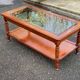 Vintage Louis Philippe coffee table in solid wood and glass, 110x55cm