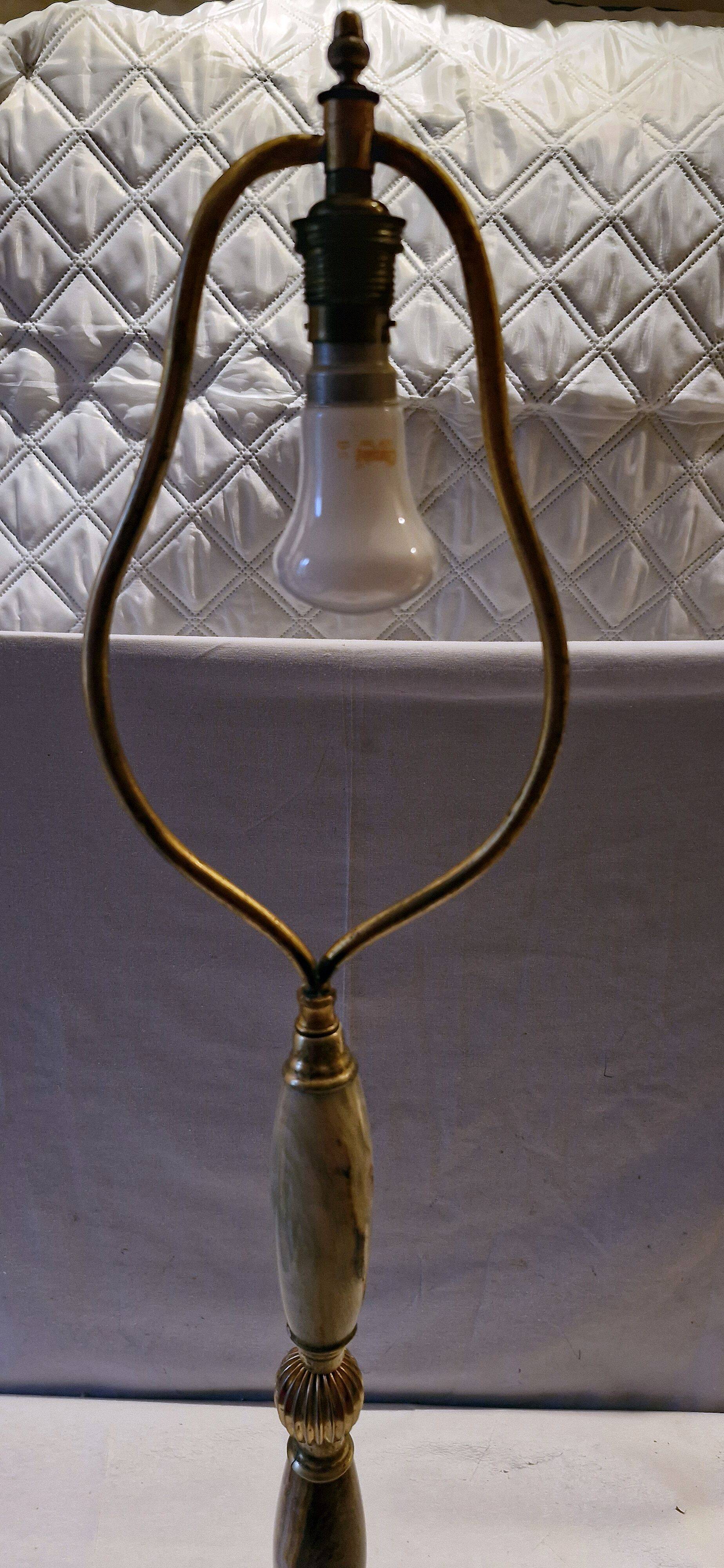 Old brass and marble lamp base, sold without shade.