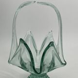 Large empty pocket/vintage fruit basket in blown glass