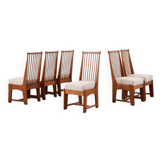 Rare ensemble monumental de 6 chaises de salle à manger par Bas van Pelt pour My Home 1930