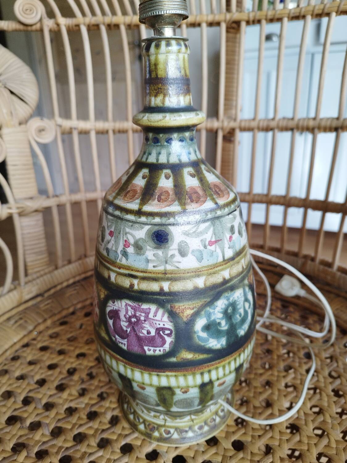 Table lamp in ceramic from the Kéraluc pottery signed L'Helguen.