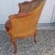 Fauteuil de bureau style Louis XV cuir et cannage