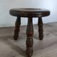 low tripod stool wood, bobbin leg, vintage