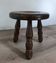 low tripod stool wood, bobbin leg, vintage