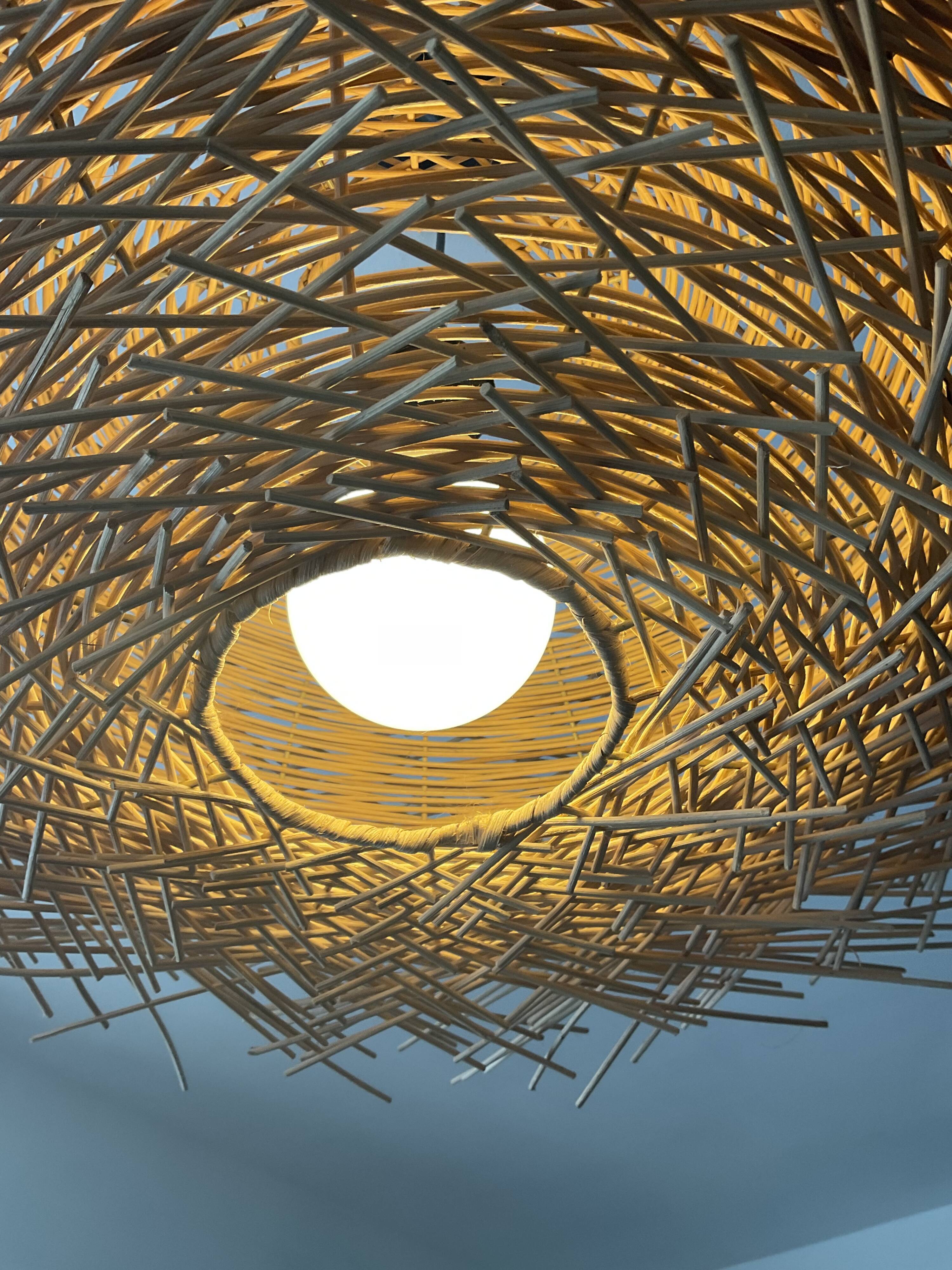 Natural rattan nest suspension
