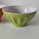 2 large vintage farm bowls in lime green and orange