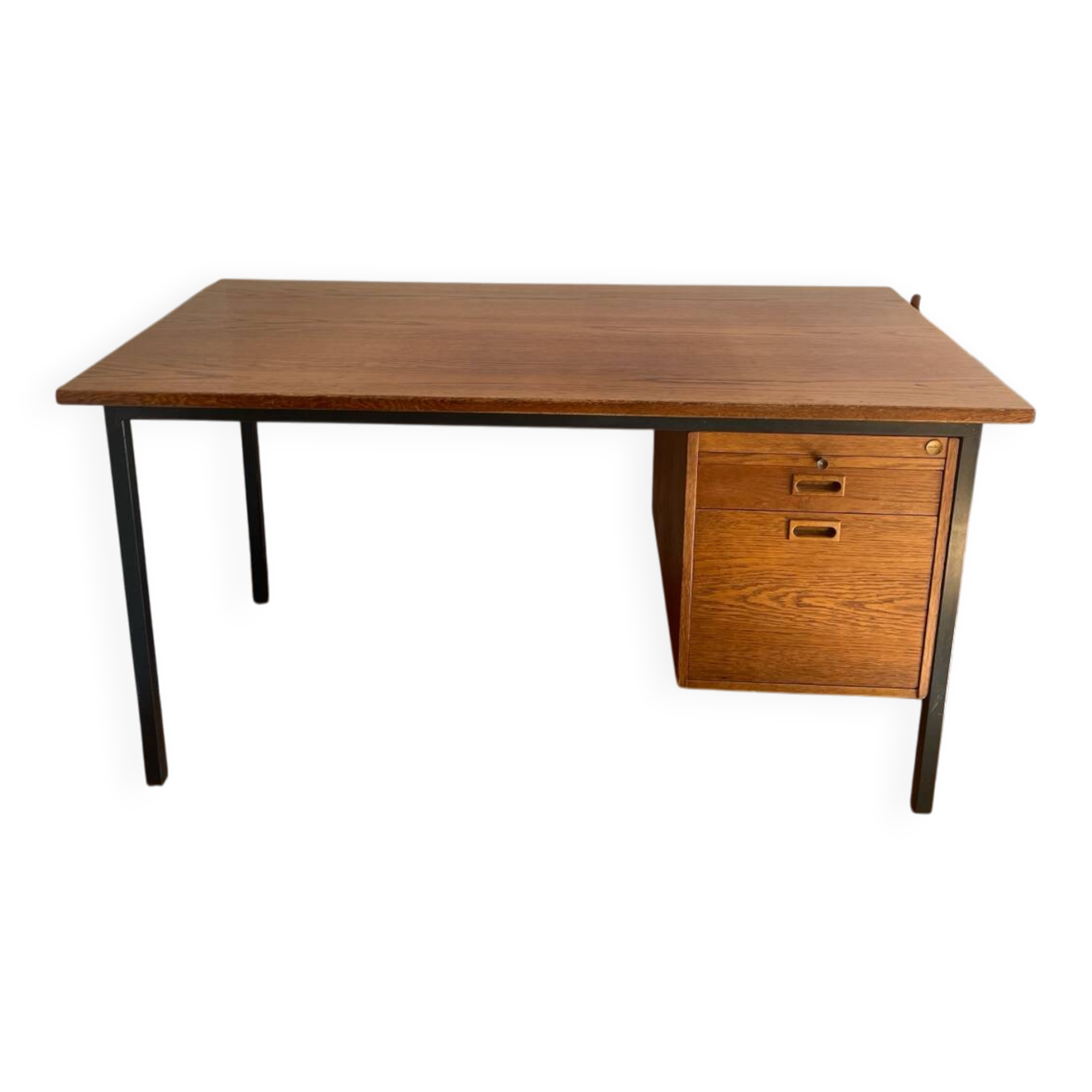 Teak and steel desk