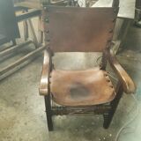 Pair of leather armchairs 19th century