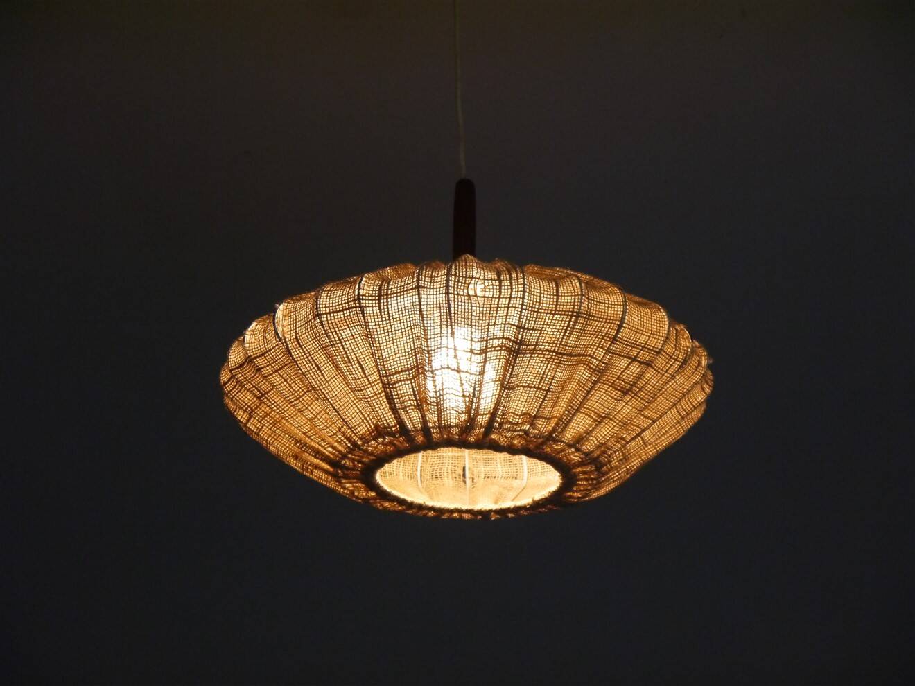 Danish cocoon suspension in teak and canvas 1950