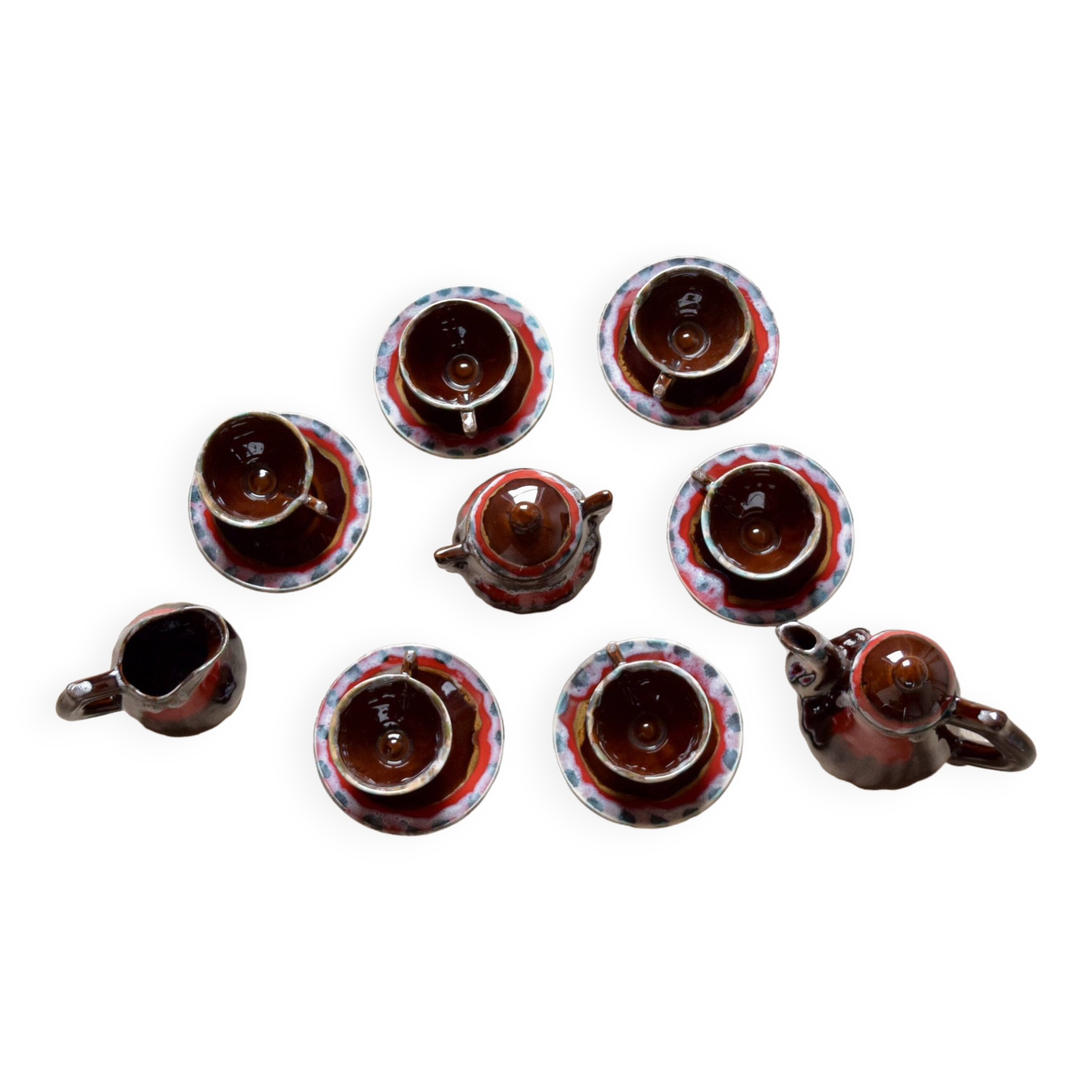 VALLAURIS - vintage coffee or tea service - signed - 15 pieces