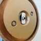 Eyeball floor lamp by Temde Leuchten, copper metal, teak and chrome, 70s.