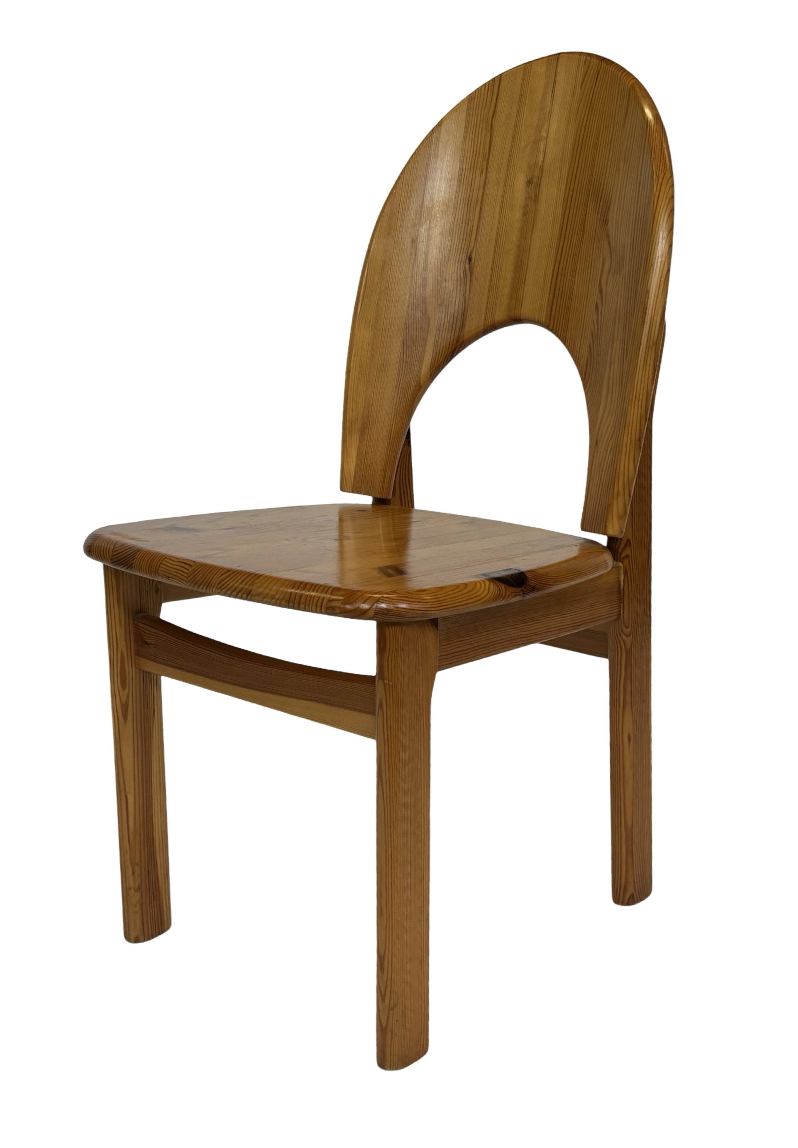 Vintage set of four pinewood chairs Rainer Daumiller minimalist design