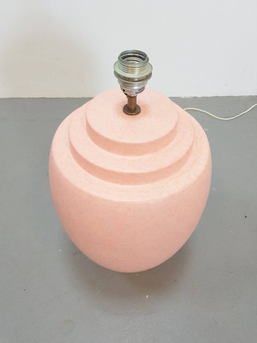 Large Pink Ceramic Table Lamp from Kostka, France, 1970s