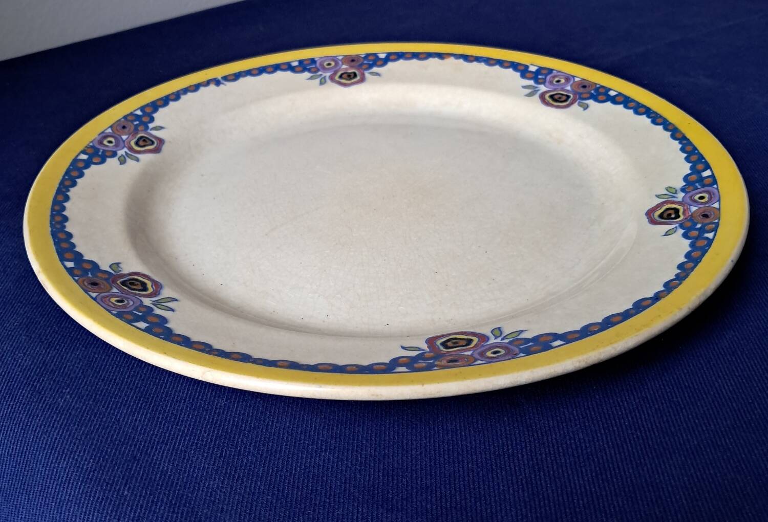 Round plate Boch Frères La Louvière. Belgium. Vintage.