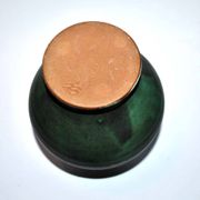 Vintage ceramic vase signed vague - Green glazed terracotta