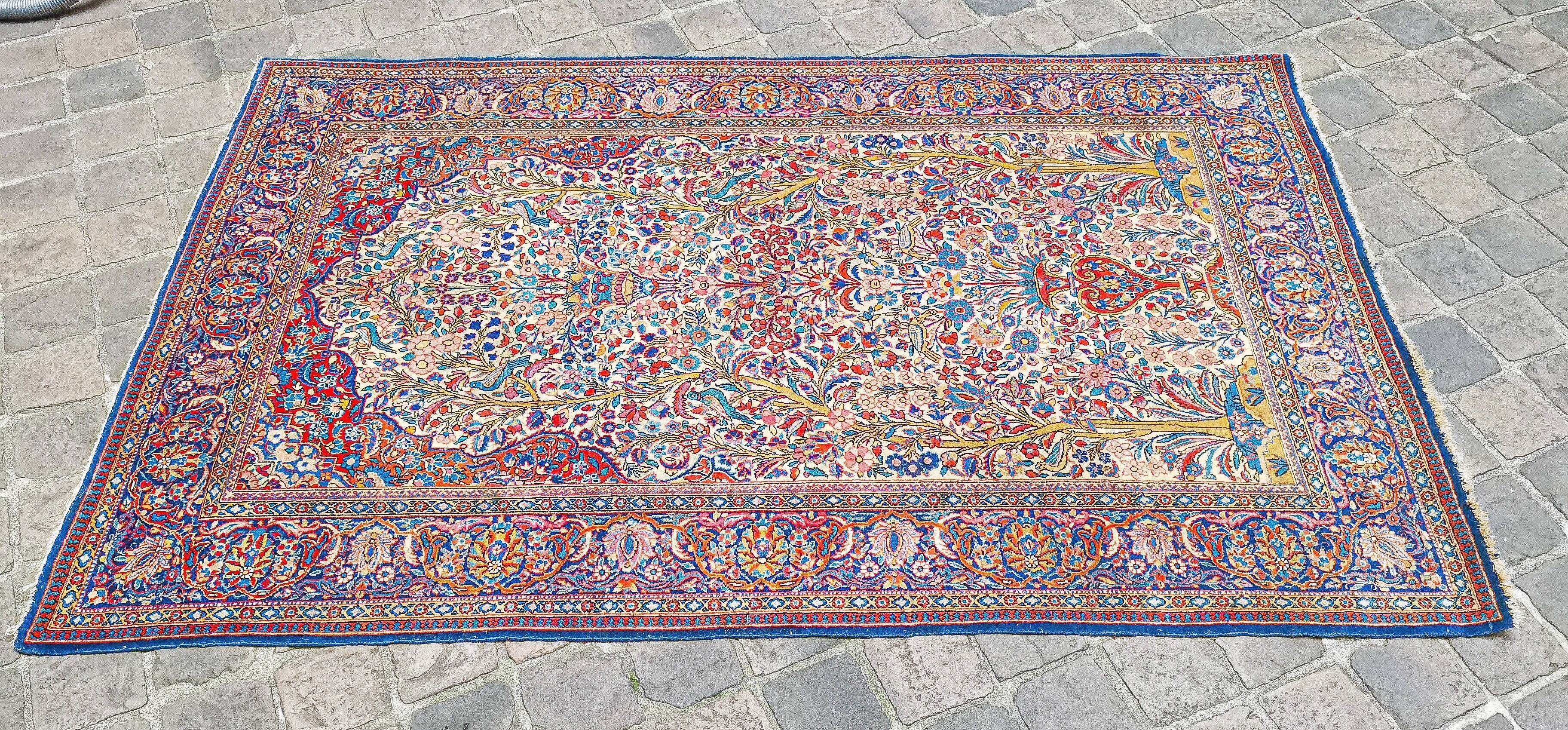 Ancient handmade Persian Oriental carpet Keshan 2. 10 x 1. 35m