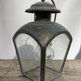 Antique lantern suspension in brass and glass