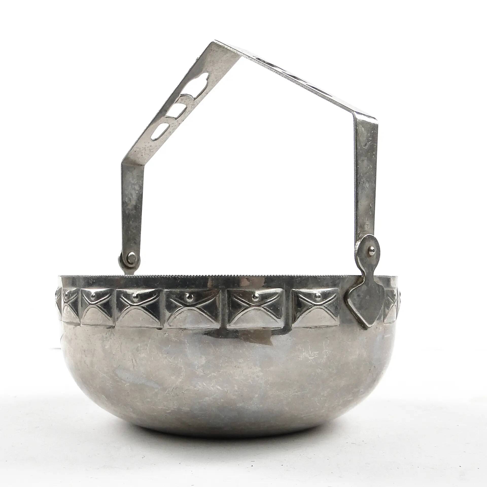 Art Nouveau sugar bowl, silver-plated brass, Sweden, early 20th century