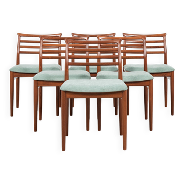 Midcentury Danish set of 6 dining chairs in teak by Erling Torvits for Sorø Stolefabrik 1960s