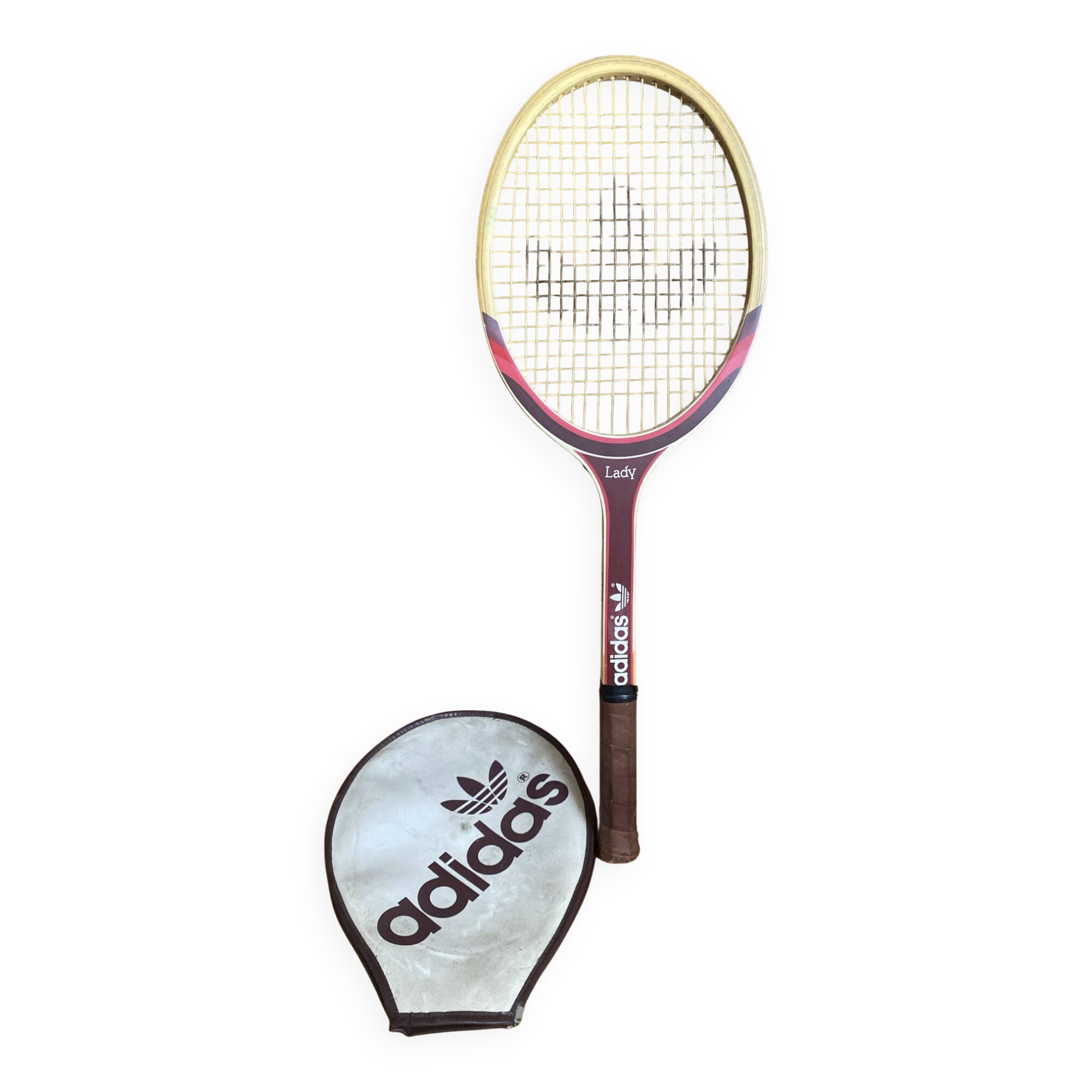 Raquette tennis ancienne adidas lady bois + housse vintage #e199