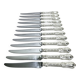 MARTIAL GAUTHIER / GEORGES FLAKENBERG - 12 KNIVES WITH SILVER HANDLES