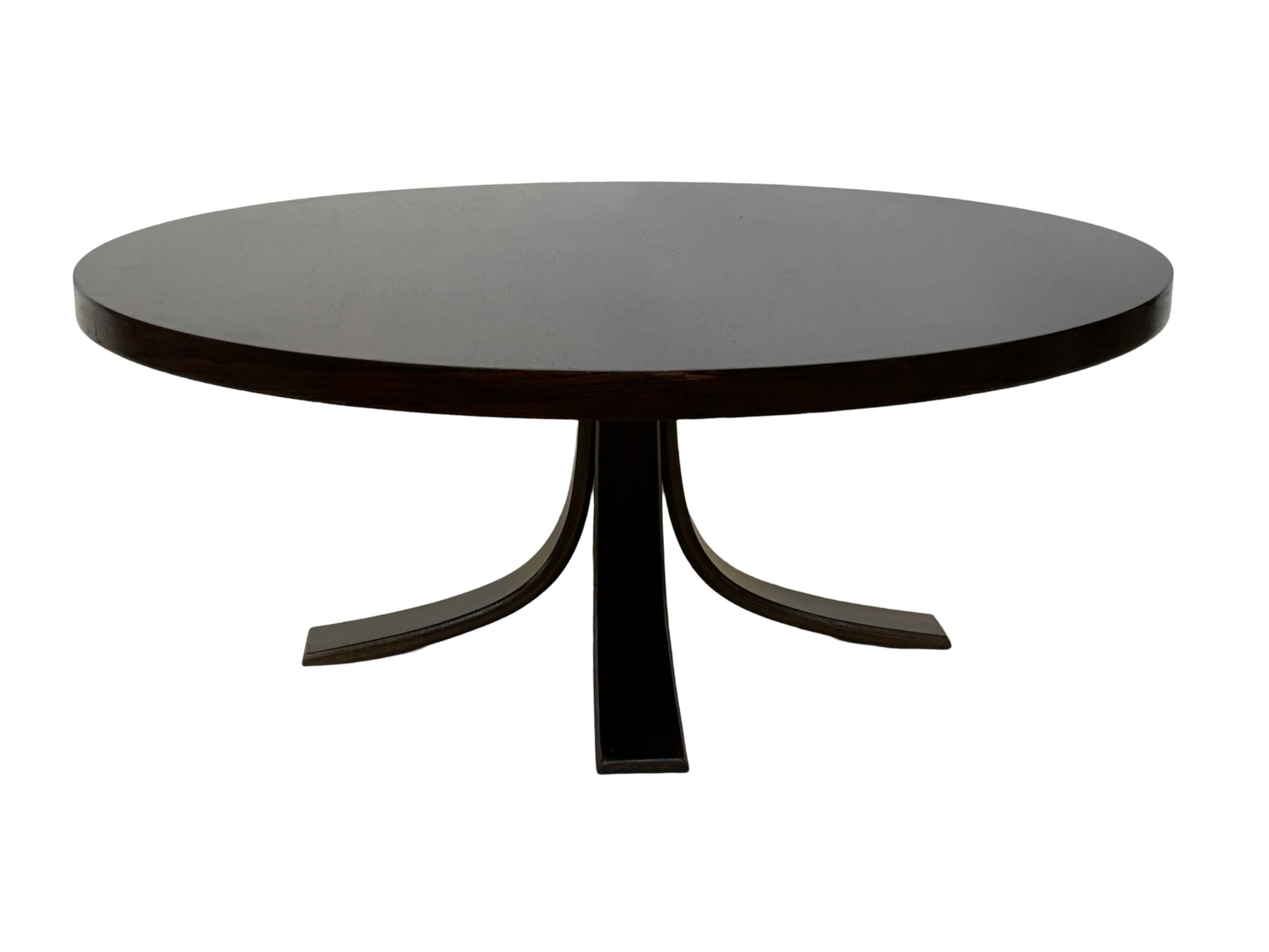 Vintage round coffee table in rosewood veneer, 60s design