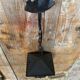 Antique black metal lantern pendant + glass fleur de lys decor vintage