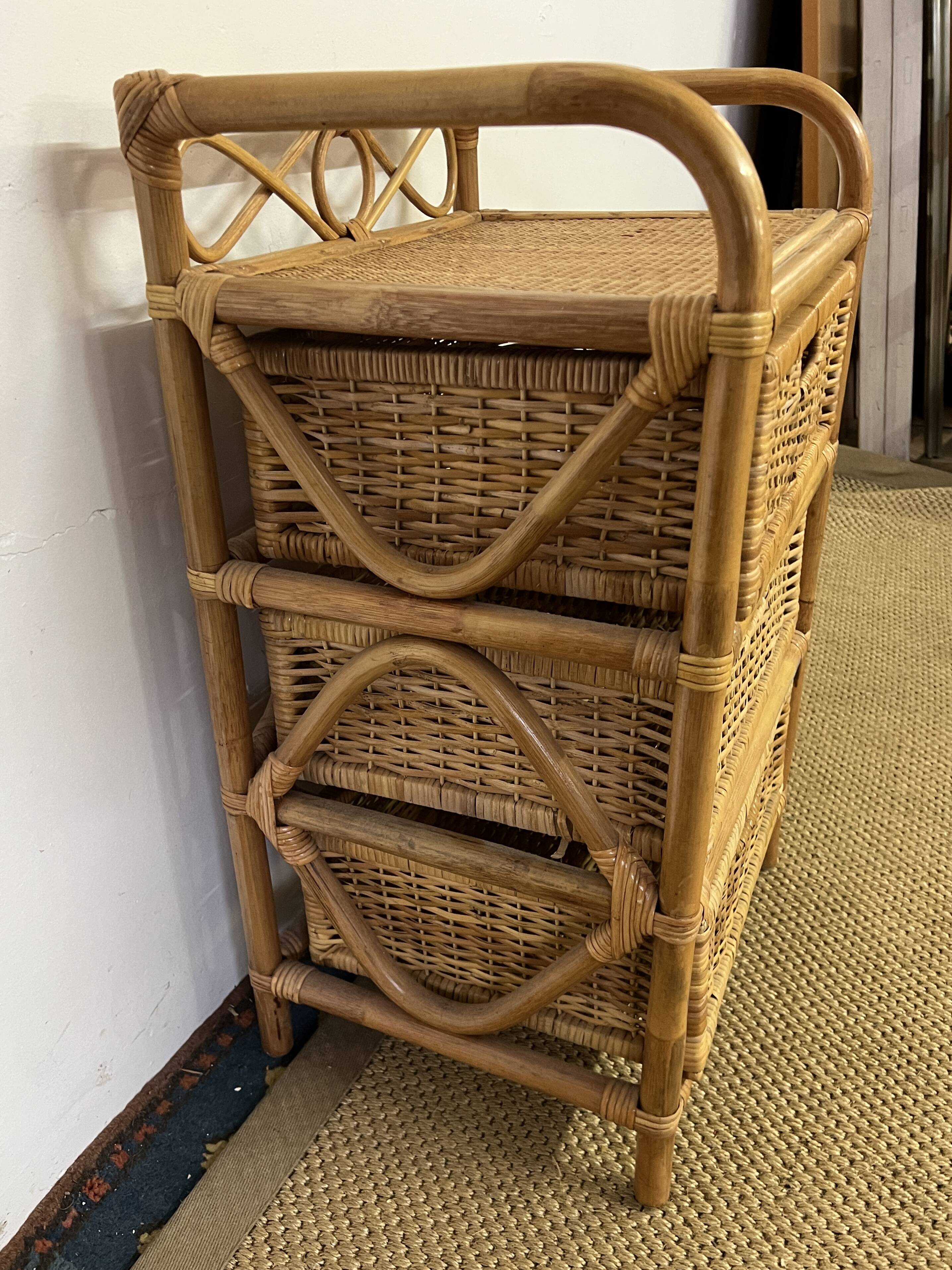 Vintage rattan chest of drawers