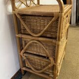 Vintage rattan chest of drawers