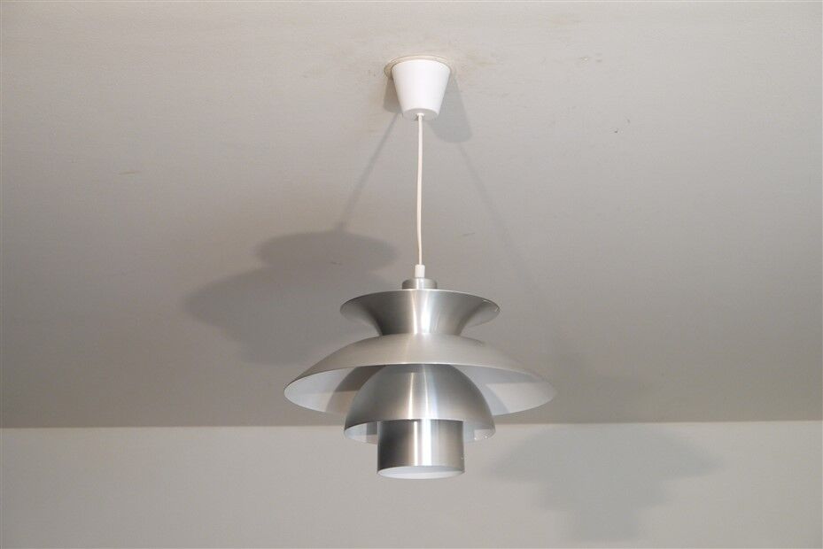 Vintage Scandinavian aluminum pendant light 1970