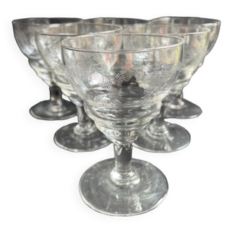 6 Port glasses – Guilloche crystal