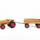 Authentic wooden toy label "Spielgut", Tractor and trailer