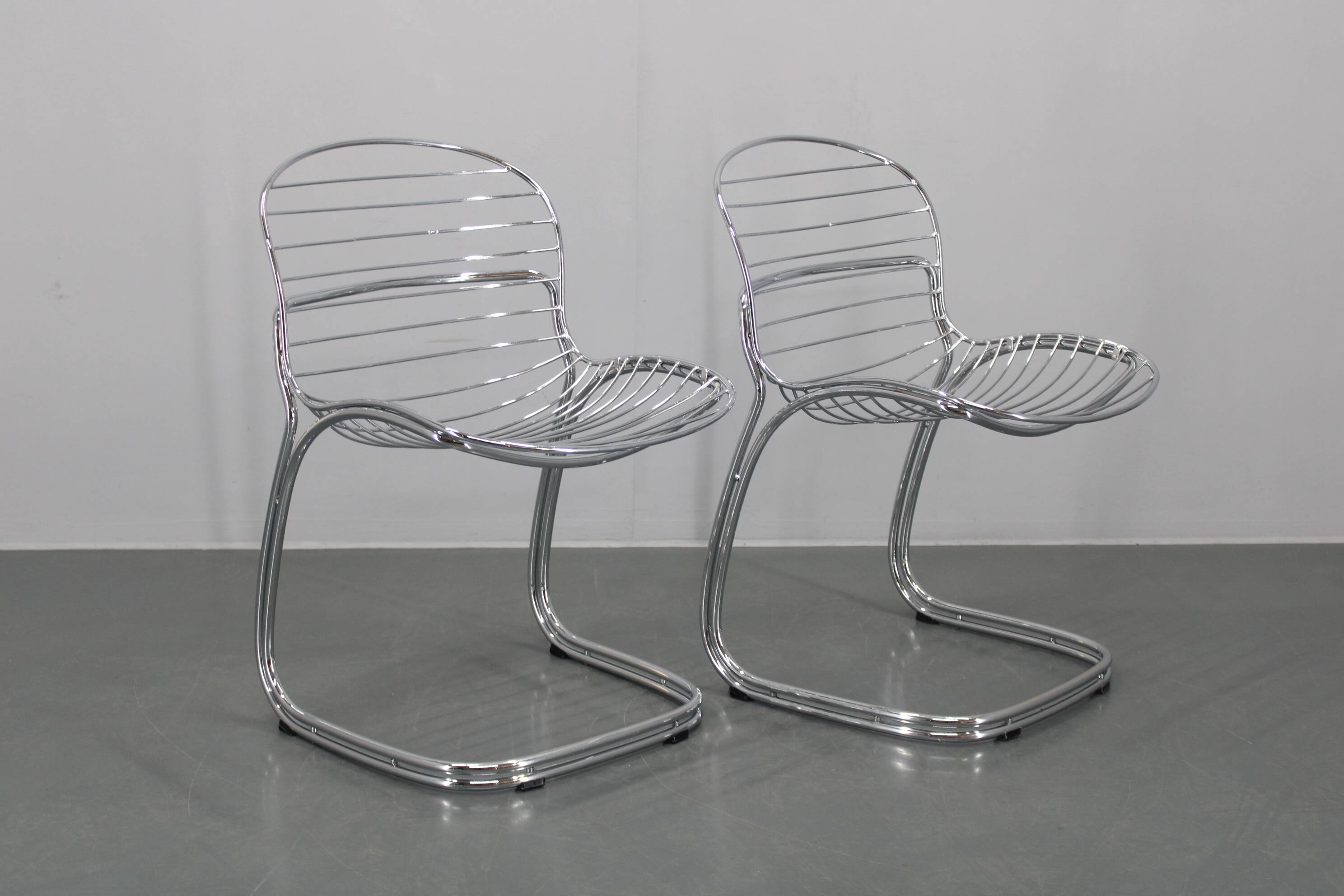 1970s Pair of Gastone Rinaldi Chromed Steel Chairs for Rima, Italy