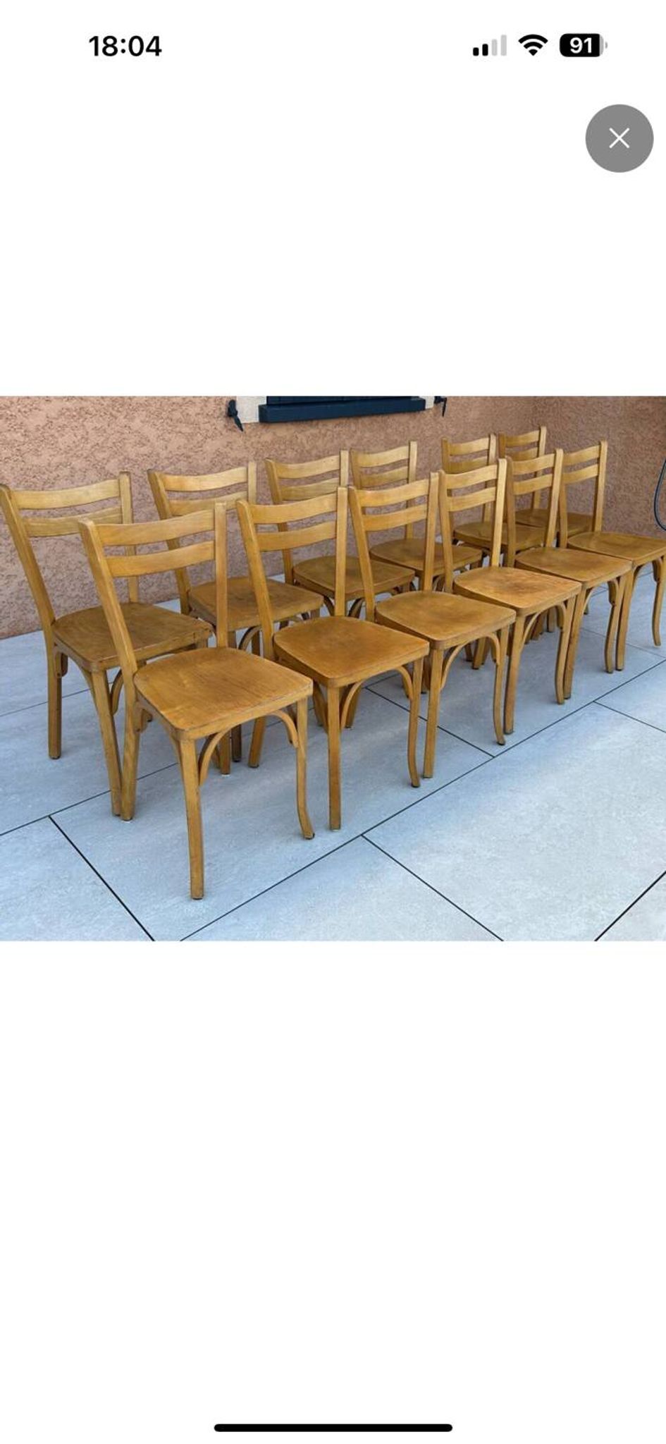 Suite de 12 chaises de Bistrot N 19 Baumann 1960