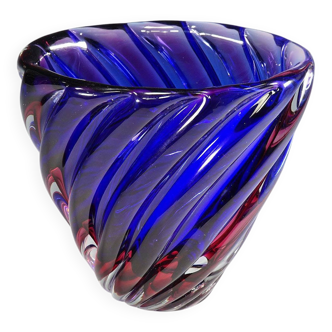 Ribbed submerged vase Murano Archimede Seguso 1950s