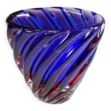 Ribbed submerged vase Murano Archimede Seguso 1950s