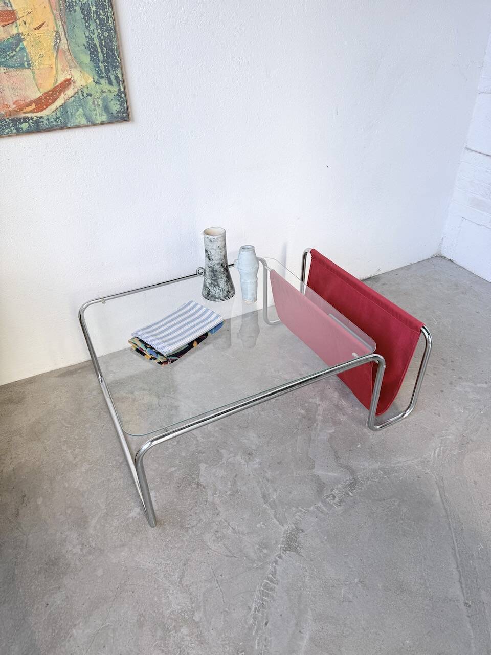 Table basse moderniste Bauhaus en acier tubulaire