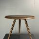 Midcentury wood turned barley twist side table with cork screw legs 1950s