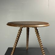 Midcentury wood turned barley twist side table with cork screw legs 1950s