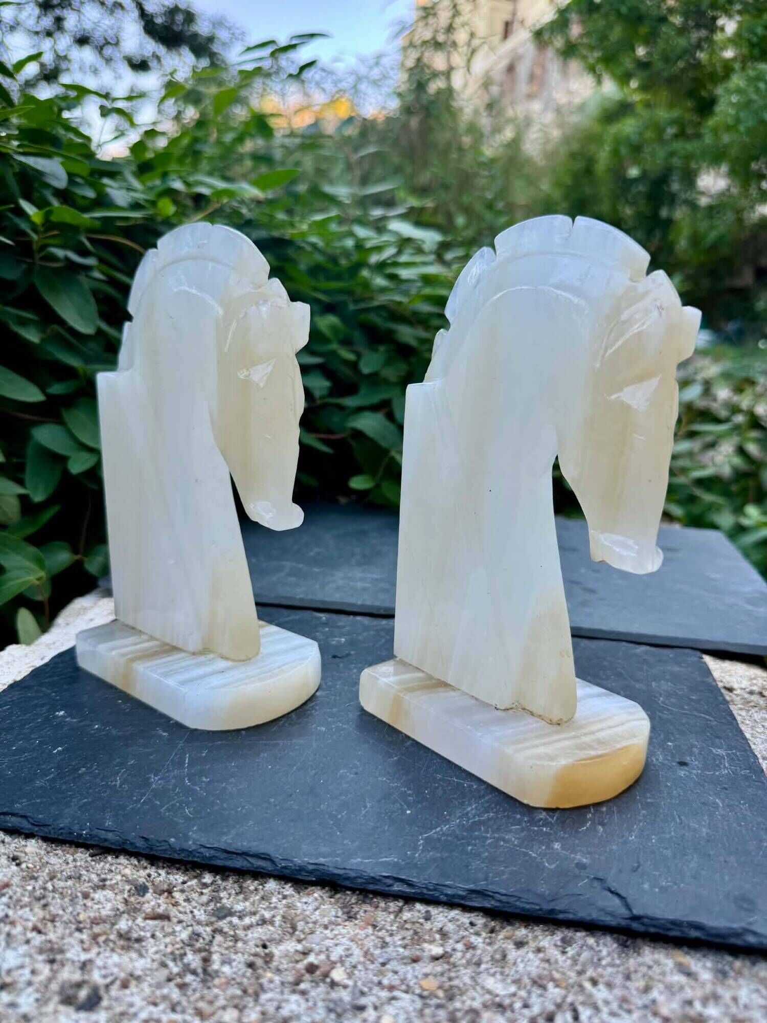 Pair of onyx bookends from the 1960s, vintage Italy.