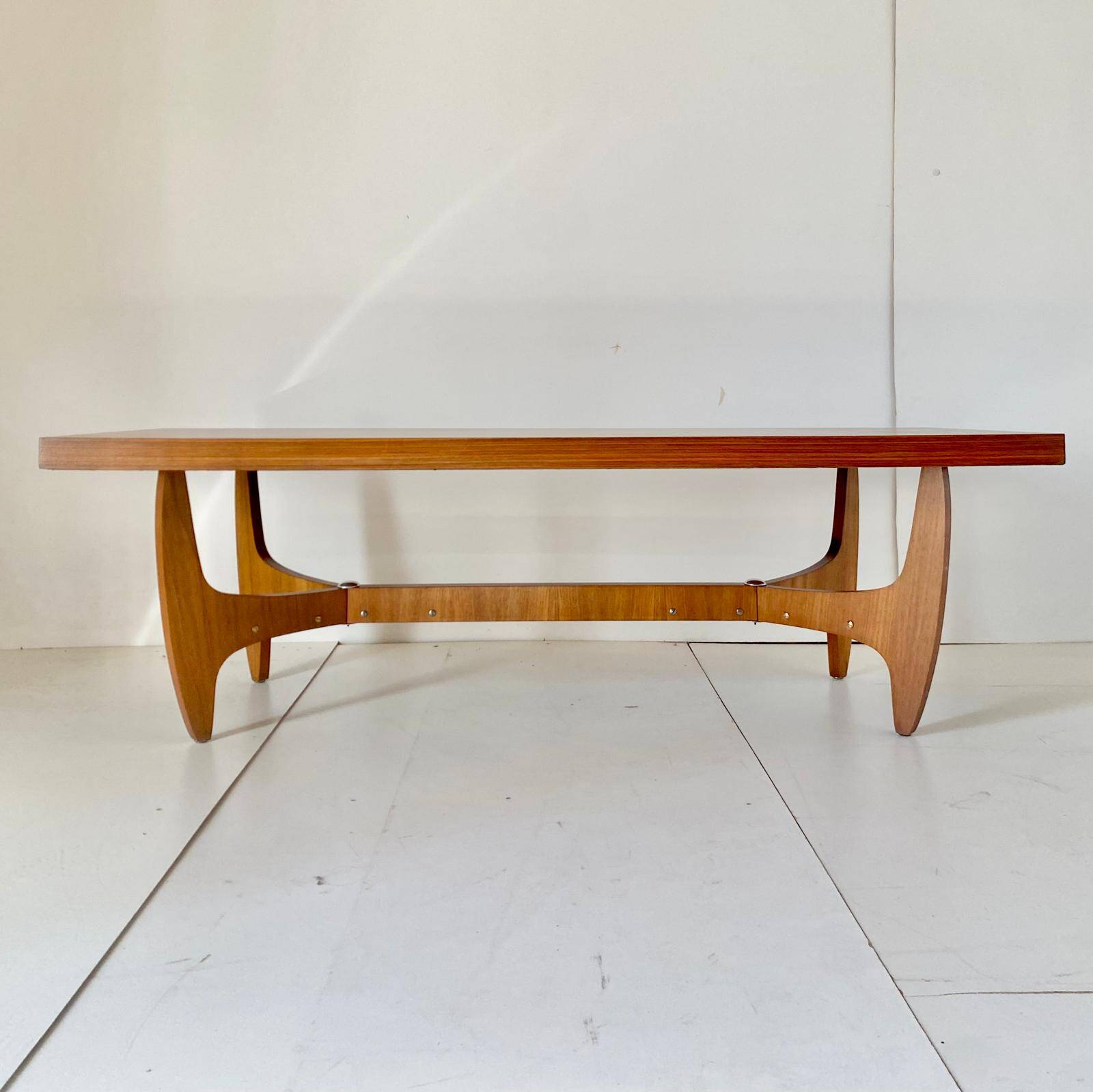 Midcentury Modern Big Wood Sofa Table, Italy 1960