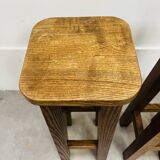 8 solid wood bar stools in brutalist style