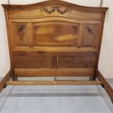 Vintage old walnut bed carved late nineteenth century