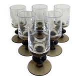 6 Smoked Stemmed Wine Glasses