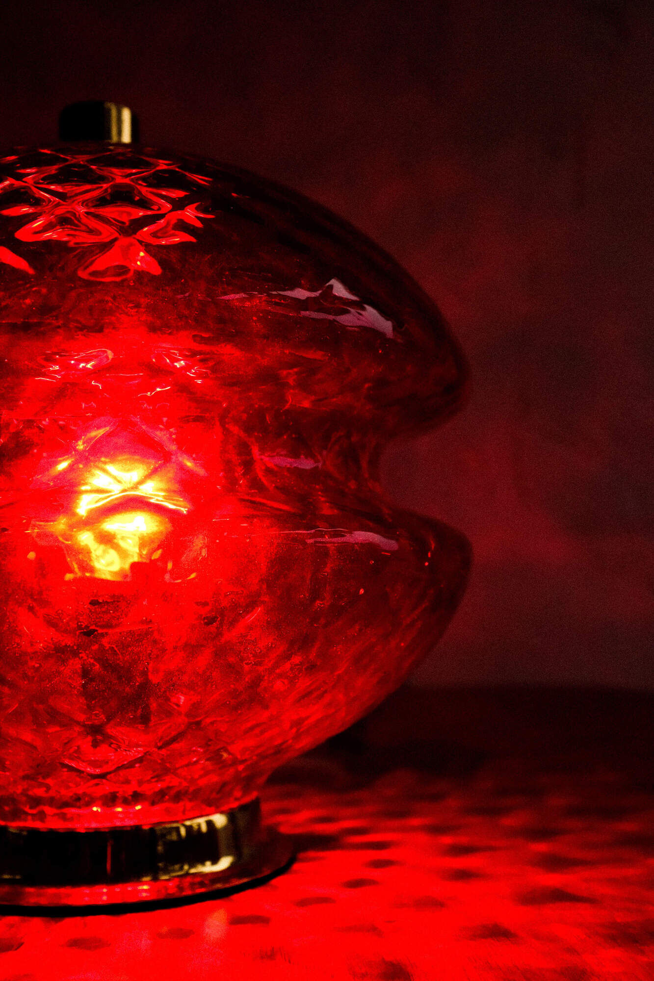 Vintage Czechoslovak Red Glass Table Lamp by Jablonecké Sklárny, 1970s