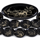 Fish service Vallauris 13 pieces black lacquer fish decor 1950s
