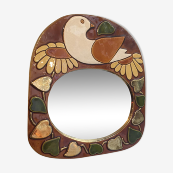 Ceramic bird mirror from Mithé Espelt - 25x28cm