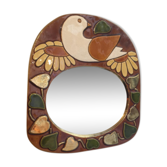 Ceramic bird mirror from Mithé Espelt - 25x28cm